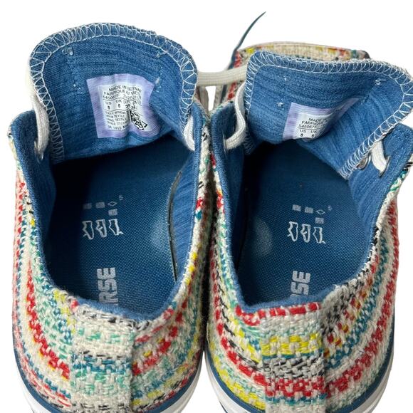 Converse CT Ox Woven Stripe Canvas Womens 8 Low Top Stripe Boho Blue White Red - Picture 5 of 11
